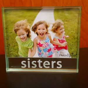 Heavy Sisters glass picture frame 6x5 1/4 inches